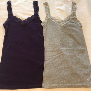 American Eagle Purple & Gray Lace Tanks
